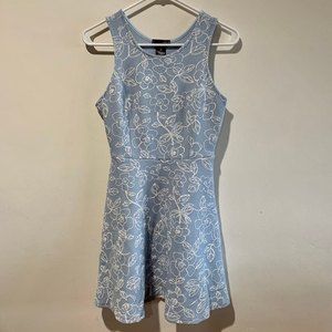 Aqua Light Blue Floral Dress